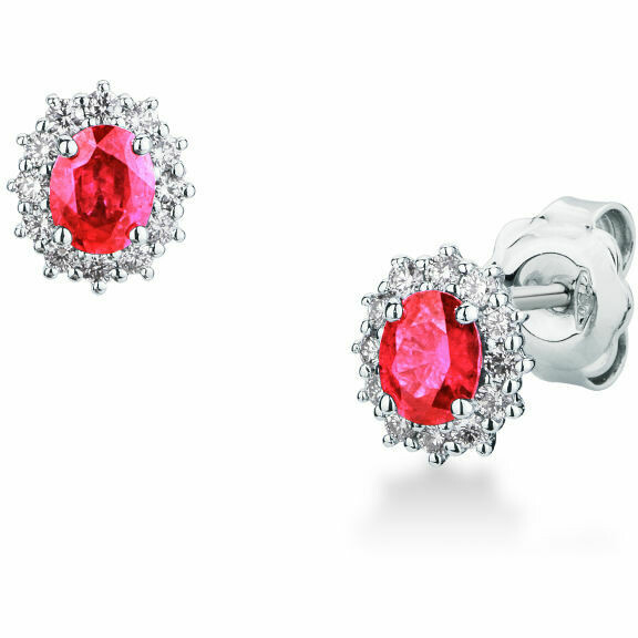 Mirco Visconti lobe earrings with ruby and diamond outline