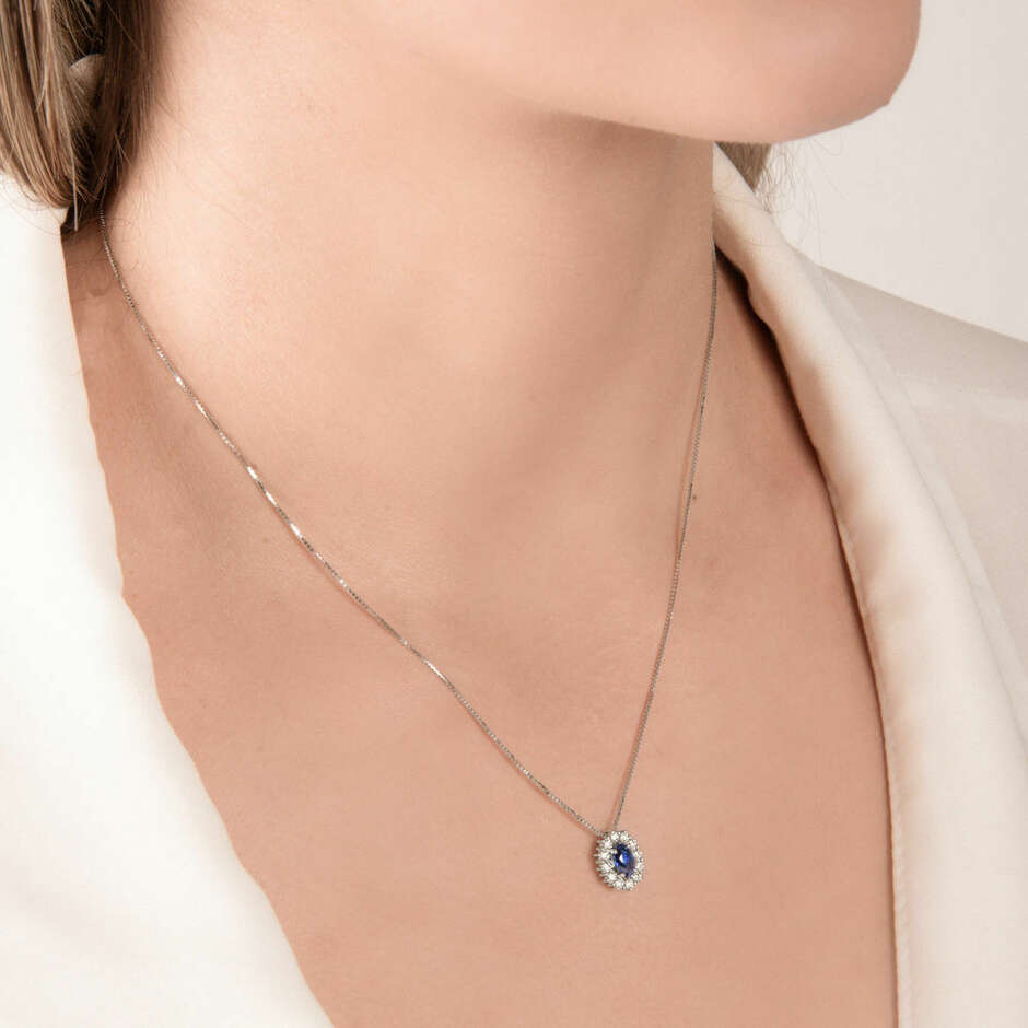 Mirco Visconti necklace with blue sapphire and diamond outline