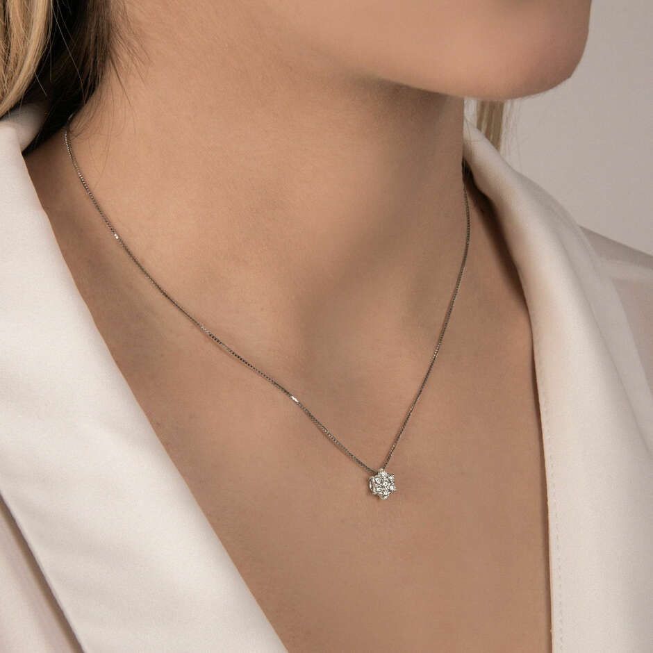 Mirco Visconti necklace with flower pendant in white gold and diamonds