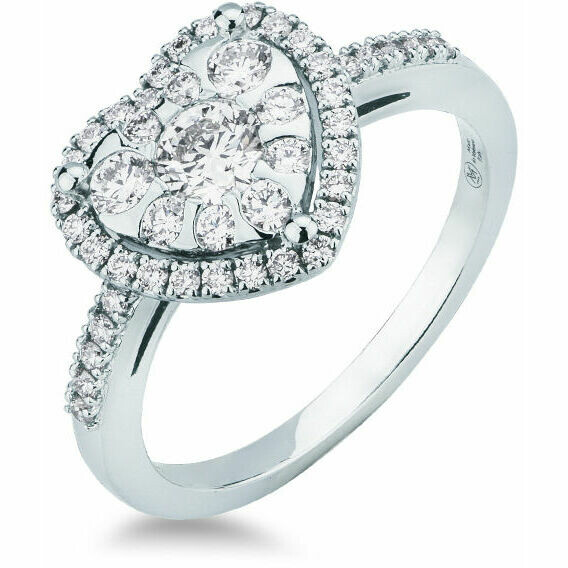 Mirco Visconti pave heart ring in white gold and diamonds