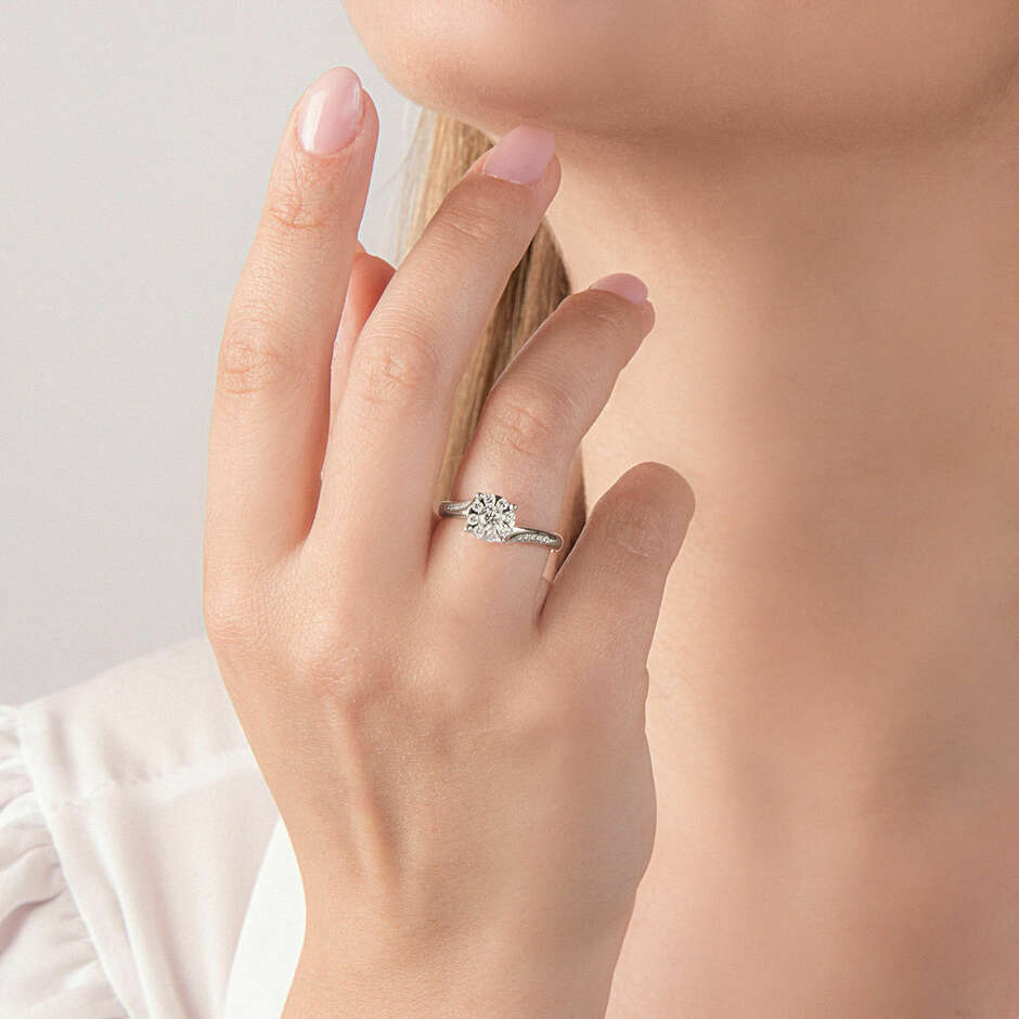 Mirco Visconti solitaire ring in white gold and diamonds