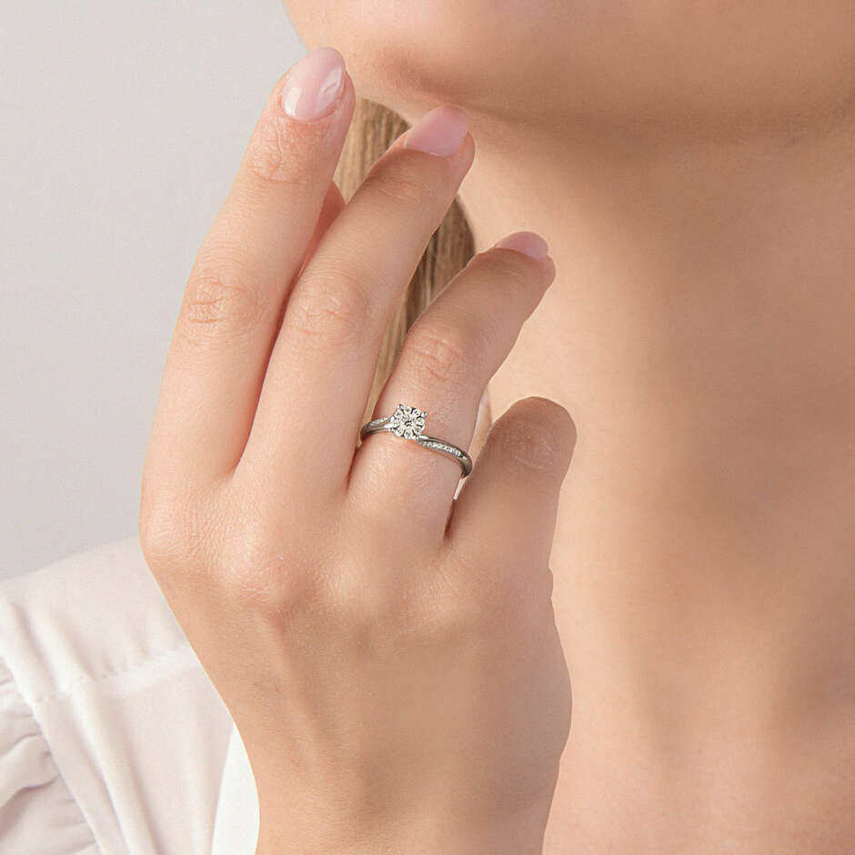 Mirco Visconti solitaire ring in white gold and diamonds