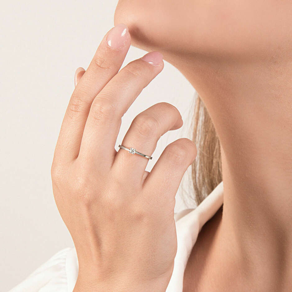 Mirco Visconti solitaire ring in white gold with diamond