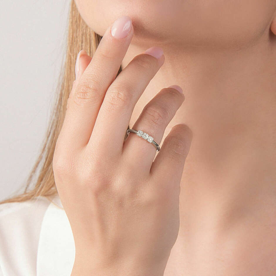 Mirco Visconti Trilogy Ring in White Gold with Diamonds