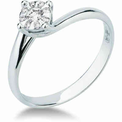 Mirco Visconti Valentino solitaire ring in white gold and pave diamonds Mirco Visconti Valentino solitaire ring in white gold and pave diamonds