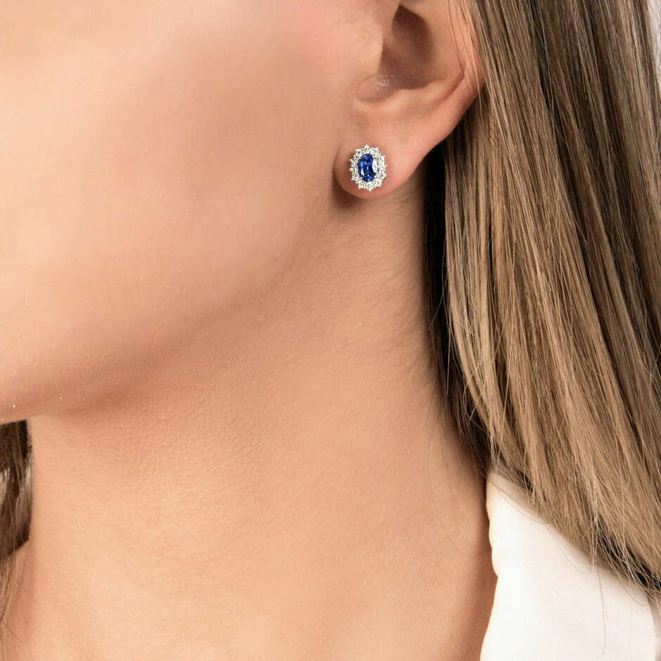 Mirco Visconti white gold and blue sapphire stud earrings