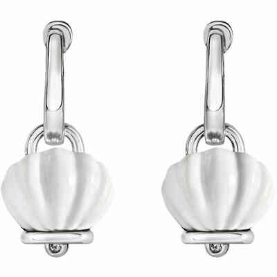 Mono Orecchino Chantecler Campanella in resina bianca e argento Mono Orecchino Chantecler Campanella in resina bianca e argento