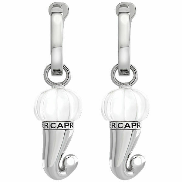 Mono orecchino Chantecler Corno in argento e resina bianca