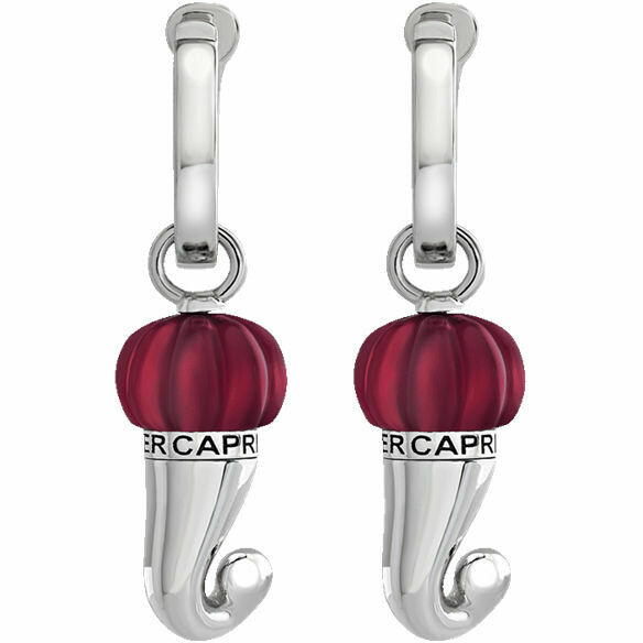 Mono orecchino Chantecler Corno in argento e resina borgogna