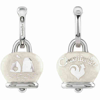 Mono Orecchino in Argento Chantecler Campanella Media e Smalto Bianco Perlato con Faraglioni sul retro Mono Orecchino in Argento Chantecler Campanella Media e Smalto Bianco Perlato con Faraglioni sul retro