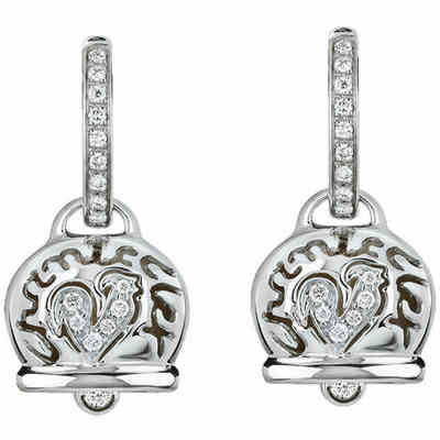 Mono Orecchino In Oro Bianco Chantecler Campanella e Gallo con diamanti Mono Orecchino In Oro Bianco Chantecler Campanella e Gallo con diamanti