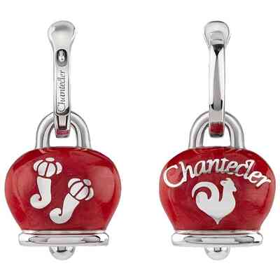 Monorecchino Chantecler Campanella media in argento con smalto rosso e cornetto sul retro Monorecchino Chantecler Campanella media in argento con smalto rosso e cornetto sul retro