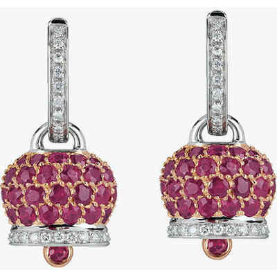 Monorecchino Chantecler Campanella media in oro rosa e bianco con diamanti e pavé di rubino Monorecchino Chantecler Campanella media in oro rosa e bianco con diamanti e pavé di rubino