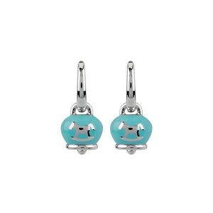 Monorecchino Chantecler campanella micro con cavallino in argento e smalto azzurro perlato Monorecchino Chantecler campanella micro con cavallino in argento e smalto azzurro perlato