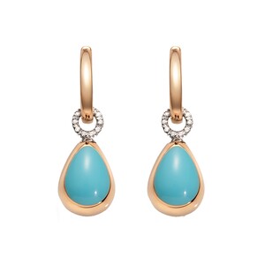 Monorecchino Chantecler piccoli goccia in oro rosa lucido e inserto centrale turchese Monorecchino Chantecler piccoli goccia in oro rosa lucido e inserto centrale turchese