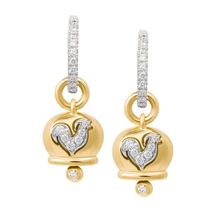 Monorecchino Chantecler piccolo in oro giallo diamanti e gallo in pavé di diamanti Monorecchino Chantecler piccolo in oro giallo diamanti e gallo in pavé di diamanti