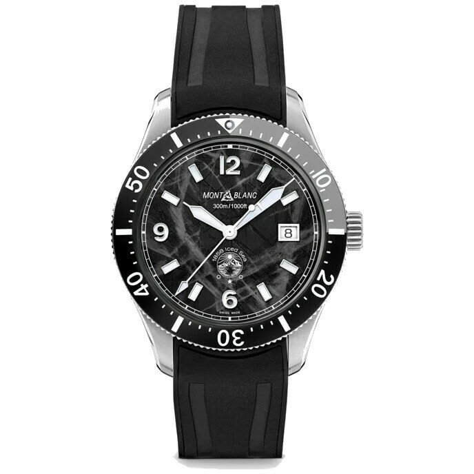 MontBlanc 1858 Ice Sea automatic watch in steel and rubber