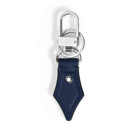 Montblanc blue leather key ring in the shape of a nib