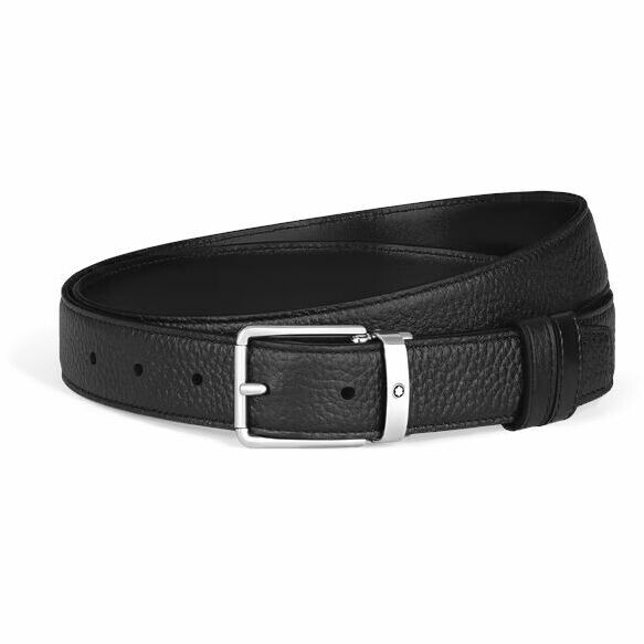 Montblanc Everyday Belt in Black Grained Leather 30mm