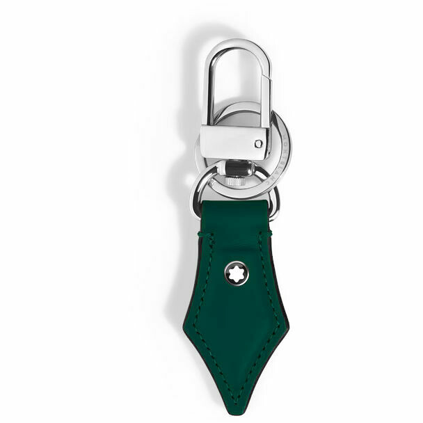 Montblanc green leather key ring in the shape of a nib