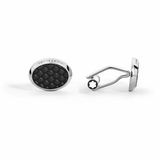 Montblanc Oval Cufflinks with Geometric Pattern