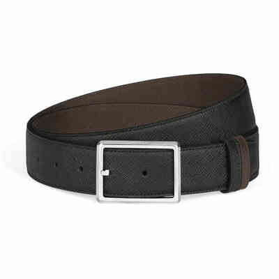 Montblanc Rectangular Sartorial Leather Belt Black Brown