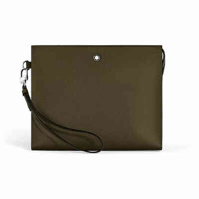 Montblanc Sartorial Clutch Bag in Khaki Leather