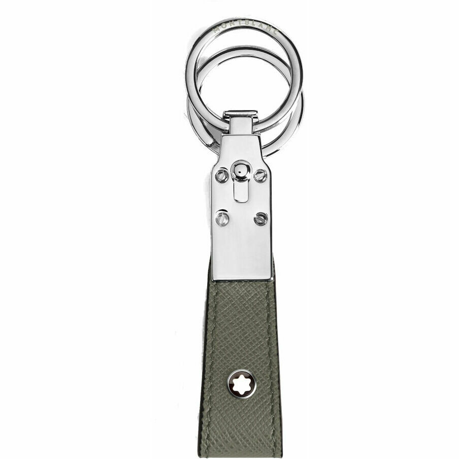 Montblanc Sartorial Key Ring in Grey Leather and Steel Ring