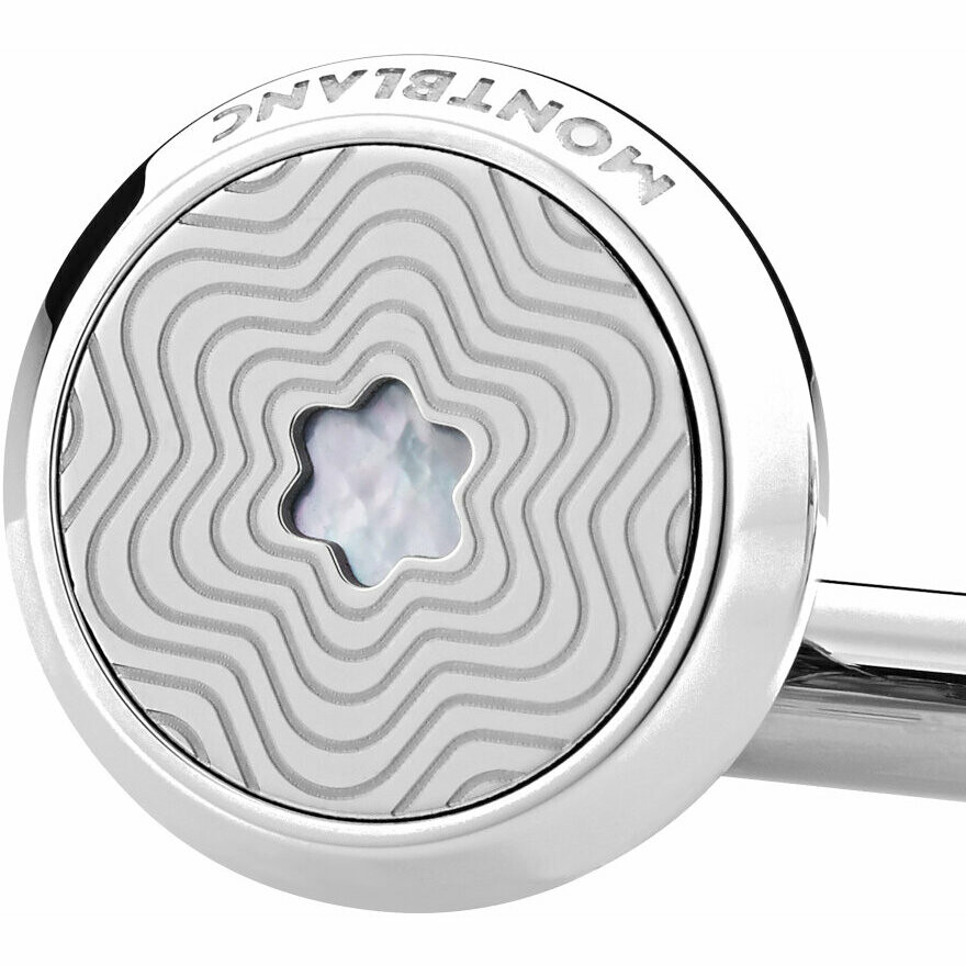 Montblanc steel and mother-of-pearl shirt cufflinks