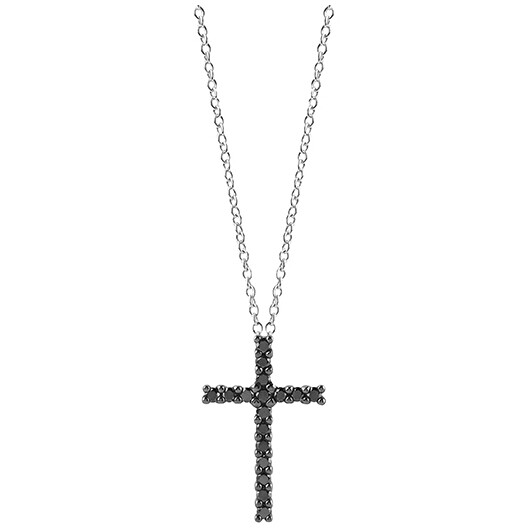 Necklace in white gold and black diamond Salvini cross