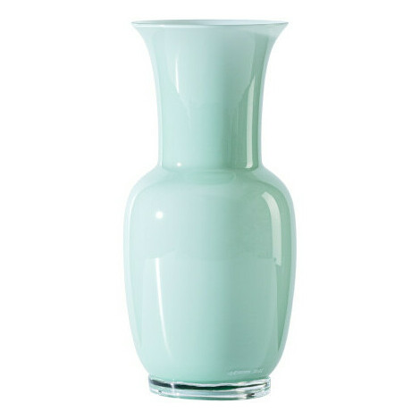 Opalino Venini vase in Rio green Murano glass