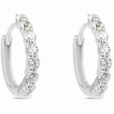 Orecchini a Cerchio 10mm in Oro Bianco con Zirconi Bianchi Stroili Orecchini a Cerchio 10mm in Oro Bianco con Zirconi Bianchi Stroili