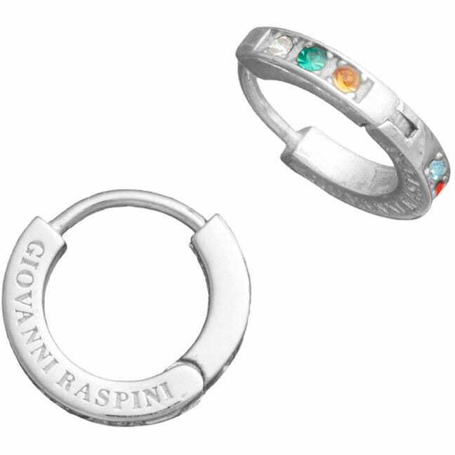 Orecchini a cerchio Giovanni Raspini Huggie crystal color piccoli