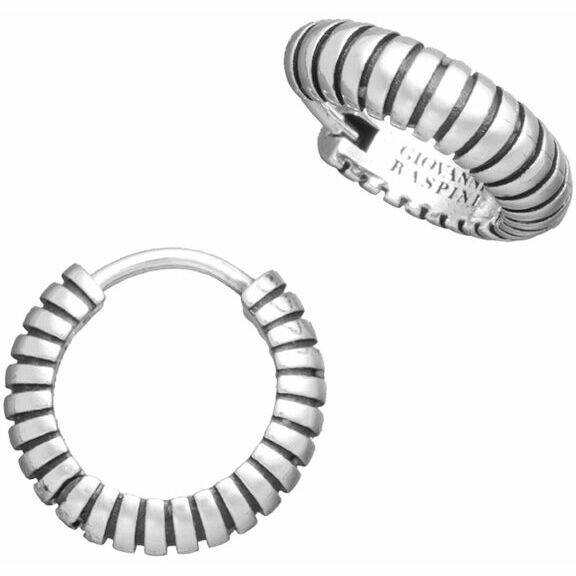 Orecchini a cerchio Giovanni Raspini Huggie Rigati in argento