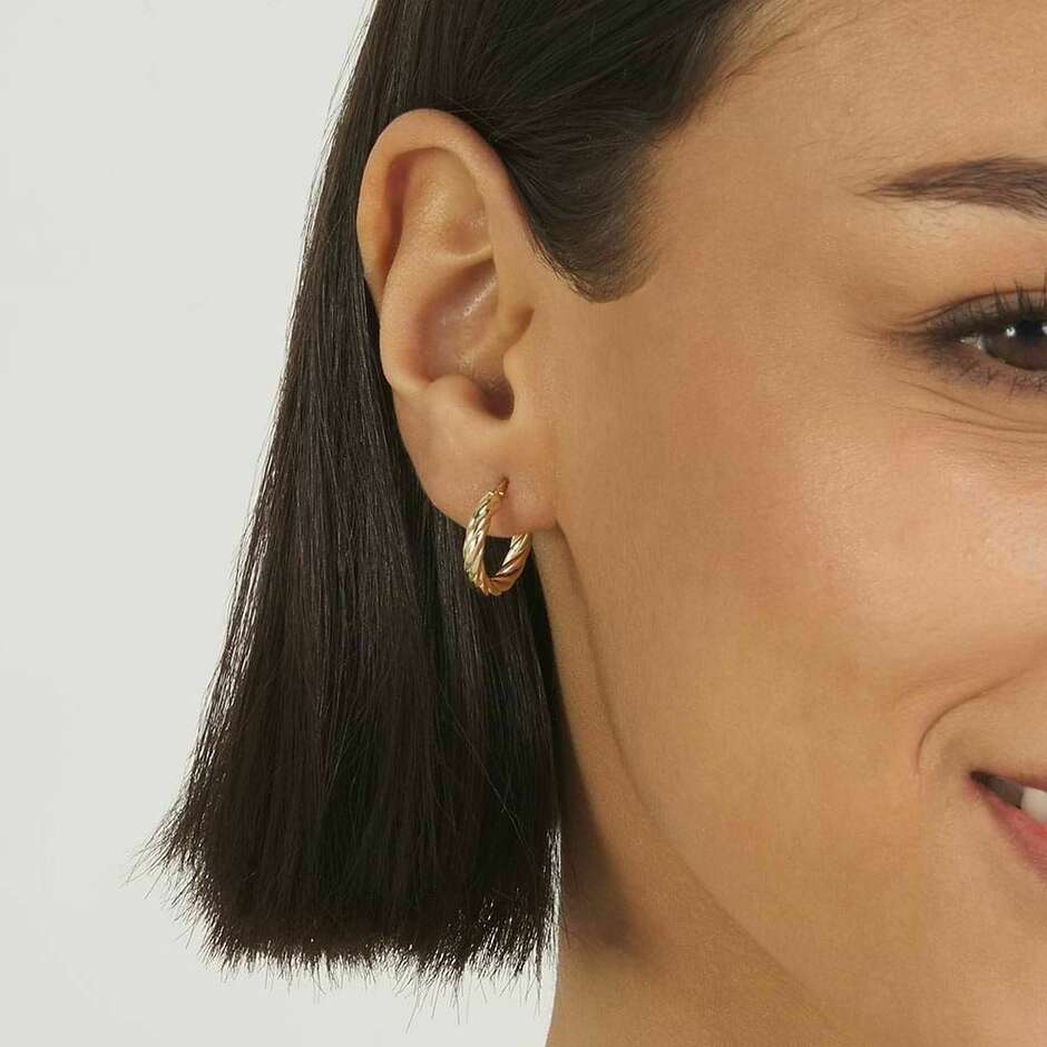 Orecchini a Cerchio Torchon in oro giallo Stroili 10mm