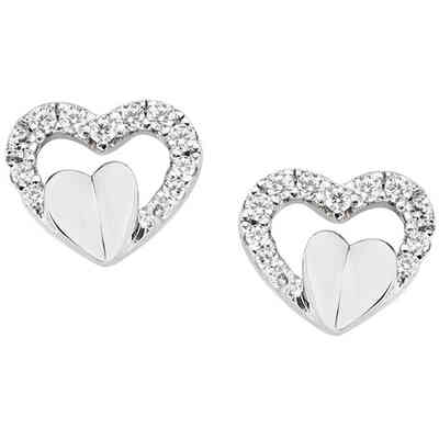 Orecchini Amen in argento con cuori e zirconi bianchi Orecchini Amen in argento con cuori e zirconi bianchi