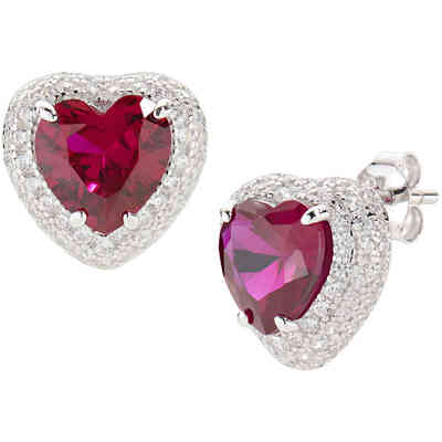Orecchini Amen Stardust Cuore Rosso Ciliegia e bianchi