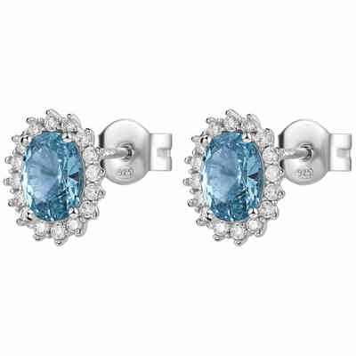Orecchini Brosway Fancy in argento ovali con zirconi celesti e bianchi Orecchini Brosway Fancy in argento ovali con zirconi celesti e bianchi