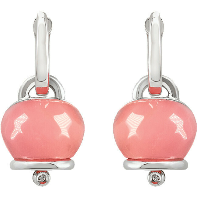 Orecchini Chantecler Campanella in argento resina rosa e diamante