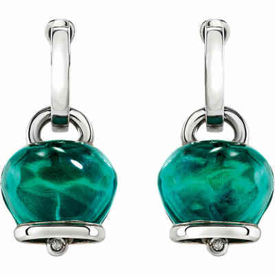Orecchini Chantecler Campanella in argento resina verde e diamante