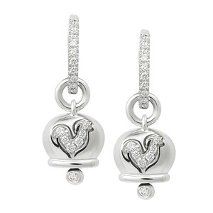 Orecchini Chantecler Campanella in oro bianco e gallo con diamanti Orecchini Chantecler Campanella in oro bianco e gallo con diamanti