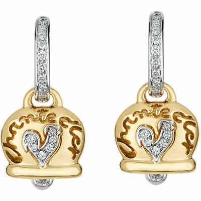 Orecchini Chantecler Campanella in oro giallo e Gallo con diamanti Orecchini Chantecler Campanella in oro giallo e Gallo con diamanti
