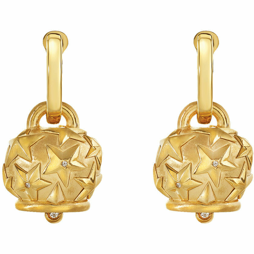 Orecchini Chantecler Campanella Media in argento dorato con stelle e diamanti