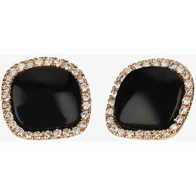 Orecchini Chantecler Enchante in oro rosa diamanti e onice Orecchini Chantecler Enchante in oro rosa diamanti e onice