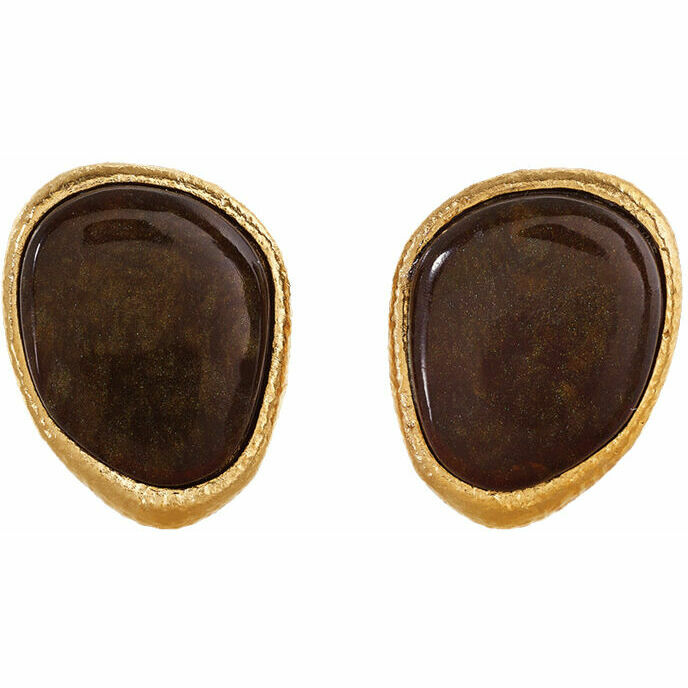 Orecchini Chantecler Enchanté in argento dorato e resina color miele