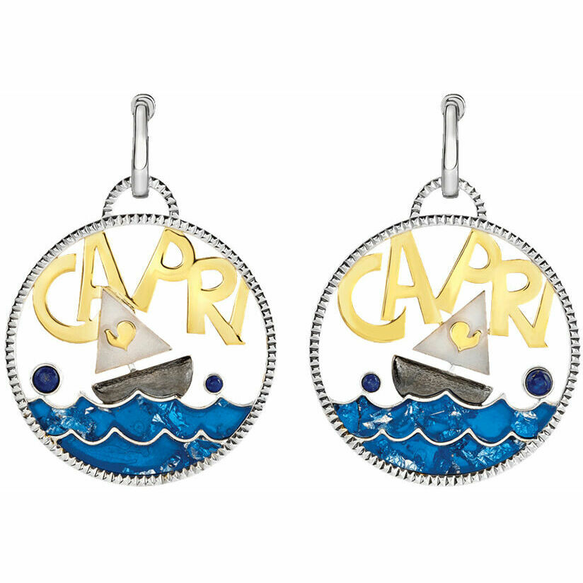 Orecchini Chantecler Logo Capri in argento e resina