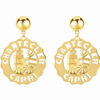 Orecchini Chantecler Logo grandi Piazzetta in oro giallo Orecchini Chantecler Logo grandi Piazzetta in oro giallo