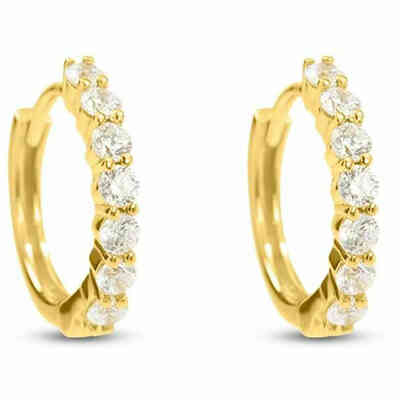 Orecchini da Donna a Cerchio 10mm in Oro Giallo e Zirconi bianchi Stroili Orecchini da Donna a Cerchio 10mm in Oro Giallo e Zirconi bianchi Stroili