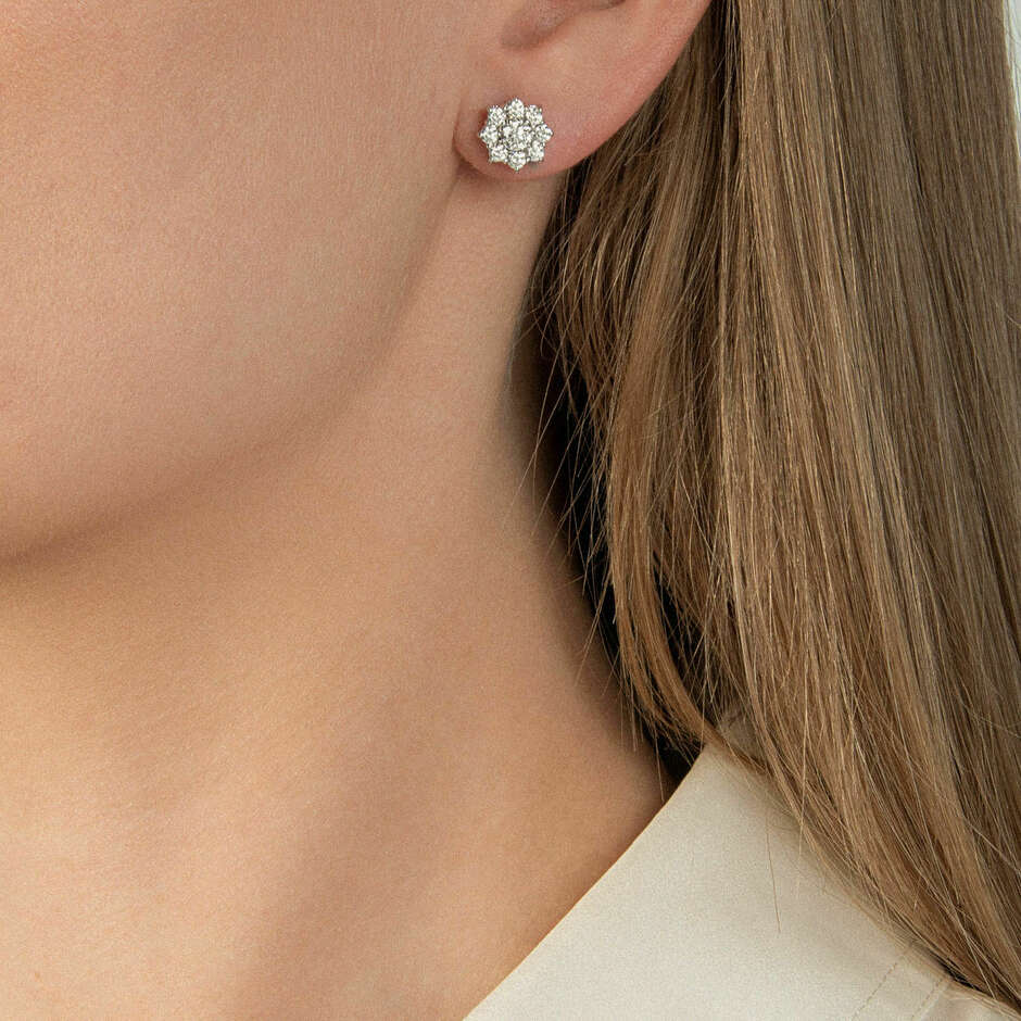 Orecchini Mirco Visconti in oro bianco e brillanti a forma di fiore