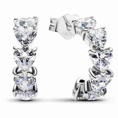 Orecchini Pandora Cerchi Aperti Fascia Cuori Orecchini Pandora Cerchi Aperti Fascia Cuori